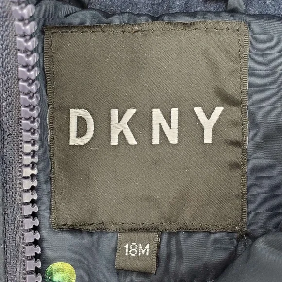 DKNY baby puffer jacket Blue with rainbow polka dots - Picture 3 of 9
